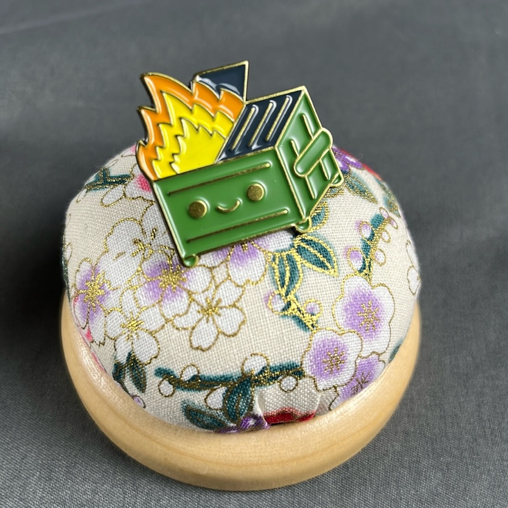 One Inch Wide Dumpster Fire Enamel Pin